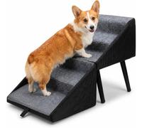 Escalier pliable pour petits chiens - Escalier et tabouret 2 en 1 - Marches en bois antidérapantes pour le canapé, idéal pour les chiots, les chiens âgés et blessés (noir)