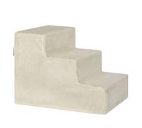 Escalier pour animaux beige - Juskys - Timmy - 3 marches - 36 cm - Housse en peluche lavable - Pour chiens et chats