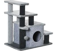 Escalier pour animaux de compagnie PawHut, 3/4 marches réglables en hauteur pour chats avec couchette 2 en 1 rampe pour chiens pratique pour petits chiens et chats Aide à l'accès pour lits hauts Canap