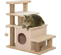 Escalier pour animaux de compagnie PawHut, escalier pour chats réglable en hauteur sur 3/4 marches avec grotte de repos, rampe pour chiens 2 en 1 pour petits chiens et chats, aide à la montée pour cha