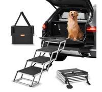 VEVOR Escalier pour Chien 4 marches, Rampe Voiture pour Chiens Pliable, Charge 68 kg, Surface antidérapante, Aluminium léger, Large marchepied Portable pour Animaux de Compagnie, Voiture, SUV, Camion