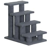 PawHut Escalier pour Animaux de Compagnie escalier pour Chat Chien avec 4 marches revêtement Effet Laine bouclée pour lit Haut et canapé 61 x 41 x 60 cm Gris