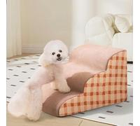 Escalier pour Chien à 2/3/4 Marches, Rampe pour Chats, Abricot, Mousse Haute Densité 30D, Escaliers Chien Antidérapant pour Animal Âgé/Blessé, Amovible et Lavable (L-72x36x40cm)