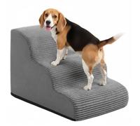 Escalier pour Chien, à 3 Marches, Imperméable, Pente Douce, Housse Amovible Lavable, Gris