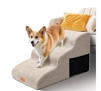 Escalier pour Chien à 3 Marches, Masthome Rampe pour Chien, Escalier en Éponge Haute Densité, Escalier Antidérapant pour Animal Âgé/Blessé, Offre Rouleaux Anti Peluches