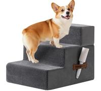 Escalier pour Chien et Rampe pour Lit Haut & Canapé, 33-61cm Escalier Amovible pour Chiens Petits et Moyens, Mousse 40D Robuste, Antidérapant, Lavable, avec Rouleau Anti-Poils, Gris