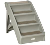 PawHut Escalier pour Chien Pliant à 4 marches antidérapantes, escalier pour Animaux Portable en Plastique, Charge 10 kg, pour Chiots, Chats et Animaux âgés, 62 x 38 x 49,5 cm, Gris