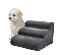 Escalier pour chien Relaxdays, 3 étapes, H x L x P : 35 x 35 x 56 cm, antidérapant, housse en tissu, gris foncé