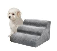Escalier pour chien Relaxdays, 3 marches, H x L x P : 35 x 35 x 56 cm, antidérapant, housse en tissu, gris clair