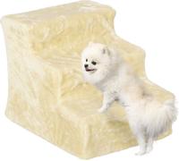 Escalier pour chiens PawHut 3 marches 35 cm Escalier pour animaux domestiques avec aspect peluche, escalier pour chats pour lit, canapé, chats jusqu'à 5 kg, beige