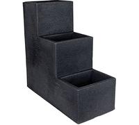 Escalier pour fleurs en anthracite - 3 marches - bac à fleurs en plastique