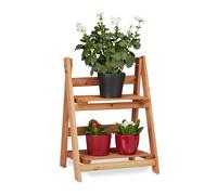 Relaxdays 10020745 Escalier pour plantes bois échelle plante support intérieur HxlxP: 51 x 41 x 25 cm 2 niveaux - marron