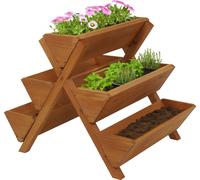Escalier pour plantes HWC-O15, étagère à fleurs Escalier pour herbes aromatiques Bac à plantes surélevé, 5 bacs 56x56x70 Outdoor Bois ~ naturel