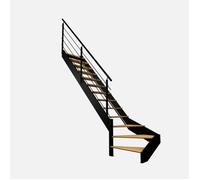 Escalier quart-tournant gauche noir avec garde-corps à LED intégrées, Spectra KORDO