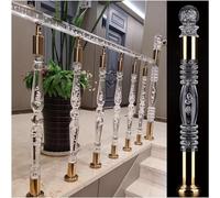 Escalier Spindle Clear Acrylique Newel Post avec Crystal Cap Feinial, Banusters Colonne Poste de Fin pour l'escalier extérieur intérieur (Couleur: Or, Taille: 120 cm / 47,2n)