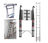 Escalier télescopique Multifonctionnel en Acier de 5m, escalier avec Crochet Amovible, Charge maximale de 150 kg, escalier Solide de 12 marches