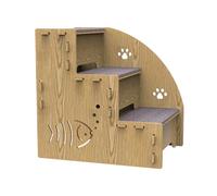 Escaliers de Rampe pour Animaux de Compagnie - Escaliers en Bois et Chat en Bois 3 étapes avec Base de Ventilateur, Couverture Lavable | Rampe pour Animaux de Compagnie de Chat Lourd équilibré pour