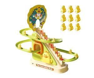 Escaliers d'escalade pour Petits Canards - Jouet électrique en ABS 27,3 x 21,6 x 21,5 cm, 9 Canards Clignotants à LED avec Bouton Musical et Toboggan | Jouet pour pour garçons et rag