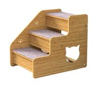 Escaliers et marches pour chiens | 3 escaliers et rampe en bois pour chiens de taille moyenne/petite, vieux chats - Échelle portable pour chien/chat, construction en bois pour lits hauts et canapés