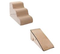 Escaliers for Chien Pliables Lavables, Rampe for Animal avec Surface Antidérapante, Marches for Chien Petit et Moyen(Beige)