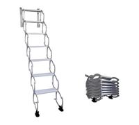 Escaliers muraux pliants télescopiques avec rabat, échelle de grenier escamotable, escalier pliable en acier avec pédales élargies pour intérieur et extérieur