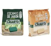 ESCAMAS DE JABÓN LAGARTO (400 g vert naturel + 400 g naturel standard) - Lot de 2