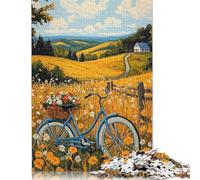 Escapade à la Campagne dorée - Puzzles d'art naïf à vélo Rural pour Adultes 1000 Puzzles Puzzles pour Adultes Jeu éducatif Jouet de défi 1000 pièces (75x50cm)