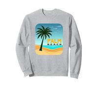 Escapade de Vacances au Paradis Tropical de Palm Beach Sweatshirt, Unisexe pour Adultes, Gris Chiné, XL