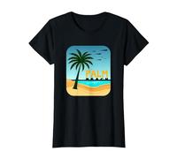 Escapade de Vacances au Paradis Tropical de Palm Beach T-Shirt, Femme, Noir, 3XL