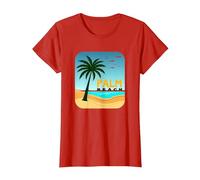 Escapade de Vacances au Paradis Tropical de Palm Beach T-Shirt, Femme, Rouge, 3XL