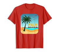 Escapade de Vacances au Paradis Tropical de Palm Beach T-Shirt, Homme, Rouge, 3XL