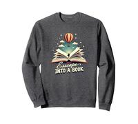 Escape Into A Book : Aventure de Lecture Magique Sweatshirt, Unisexe pour Adultes, Chiné Foncé, L