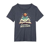 Escape Into A Book : Aventure de Lecture Magique T-Shirt, Femme Grandes Tailles, Bleu Chiné, 2X