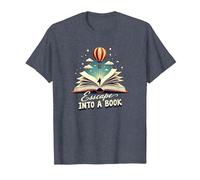Escape Into A Book : Aventure de Lecture Magique T-Shirt, Homme, Bleu Chiné, L