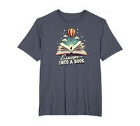 Escape Into A Book : Aventure de Lecture Magique T-Shirt, Homme Grandes Tailles, Bleu Chiné, 5X Tall