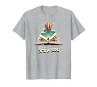 Escape Into A Book : Aventure de Lecture Magique T-Shirt, Homme, Gris Chiné, 6XL