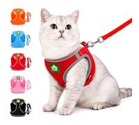 Escape Proof Cat Harness and Leash Set Breathable Adjustable Vest with Reflective Strip for Small Medium Large Cats Walking Outdoor Travel (XL,Red)