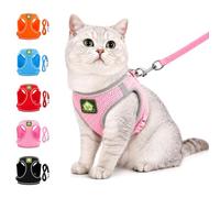 Escape Proof Cat Harness and Leash Set Breathable Adjustable Vest with Reflective Strip for Small Medium Large Cats Walking Outdoor Travel (XS,Pink)