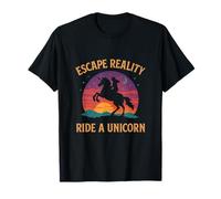 Escape Reality Ride A Unicorn Fantasy Coucher de Soleil T-Shirt