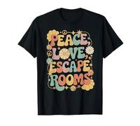 Escape Room Participant, salles d'évasion Retro Peace Love des années 70 T-Shirt