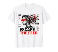 Escape The Feed Digital Detox Cyber Glitch Art Dystopique T-Shirt Graphique avec Valeur