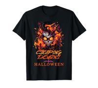 Escaping Demons Halloween Skull Fire Flame Design T-Shirt