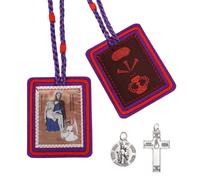 Escapularios Catolicos, catholique scapulaire violette Marie Julie Jahenny de la bénédiction avec croix de protection du pardon et médaille de notre mère de bonne garde, catholique scapulaire Morado