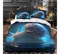 Escargot dans un verre 3D Imprimé Drap de couette 3 pièces Microfibre anti-decoloration Fantasy numérique Housse de couette 2 taies hypoallergénique adolescents jeunes adultes Single (135x200cm)
