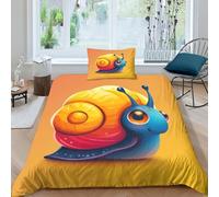 Escargot de Dessin animé Housses De Couettes Housse De Couette 3D Imprimé Animaux Mignons pour Adultes Et Enfants Parure De Lit Microfibr avec Taies 2 pièces Single（135x200cm）