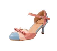 Escarpins à Bride Femme, Chaussures Été à Talon, Sandales Fermées, Babies, Heels Dance Shoes | Cuir, Bout Fermé, Bride Cheville à Boucle, Nœud Décoratif, Talon Fin, Cérémonie, Bureau, Soirée