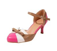 Escarpins à Bride Femme, Chaussures Été à Talon, Sandales Fermées, Babies, Heels Dance Shoes | Cuir, Bout Fermé, Bride Cheville à Boucle, Nœud Décoratif, Talon Fin, Cérémonie, Bureau, Soirée