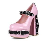 Escarpins à Plate-Forme Mignons Sweet Lolita pour Femmes - Chaussures de fête d'halloween Vintage Confortables pour fête de Mariage, soirée de Rendez-Vous,Rose,42 EU