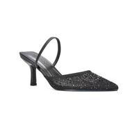 Escarpins à talon aiguille pour femme en maille et strass pour fête, mariage, bride arrière, bout fermé, taille 36-42, Noir , 38 EU