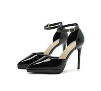 Escarpins à Talons Aiguilles et Bout Pointu pour Femmes, Chaussures à Talons Hauts à Enfiler pour Robe de mariée, Chaussures de Travail de Bureau pour Femmes,Noir,36 EU